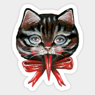 Cute black cat Krampus face Sticker